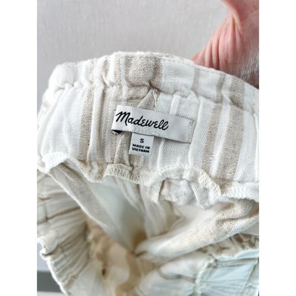 Madewell Linen-Blend Pull-On Paperbag Shorts Small Boho Beach Breezy Nautical - Picture 6 of 8